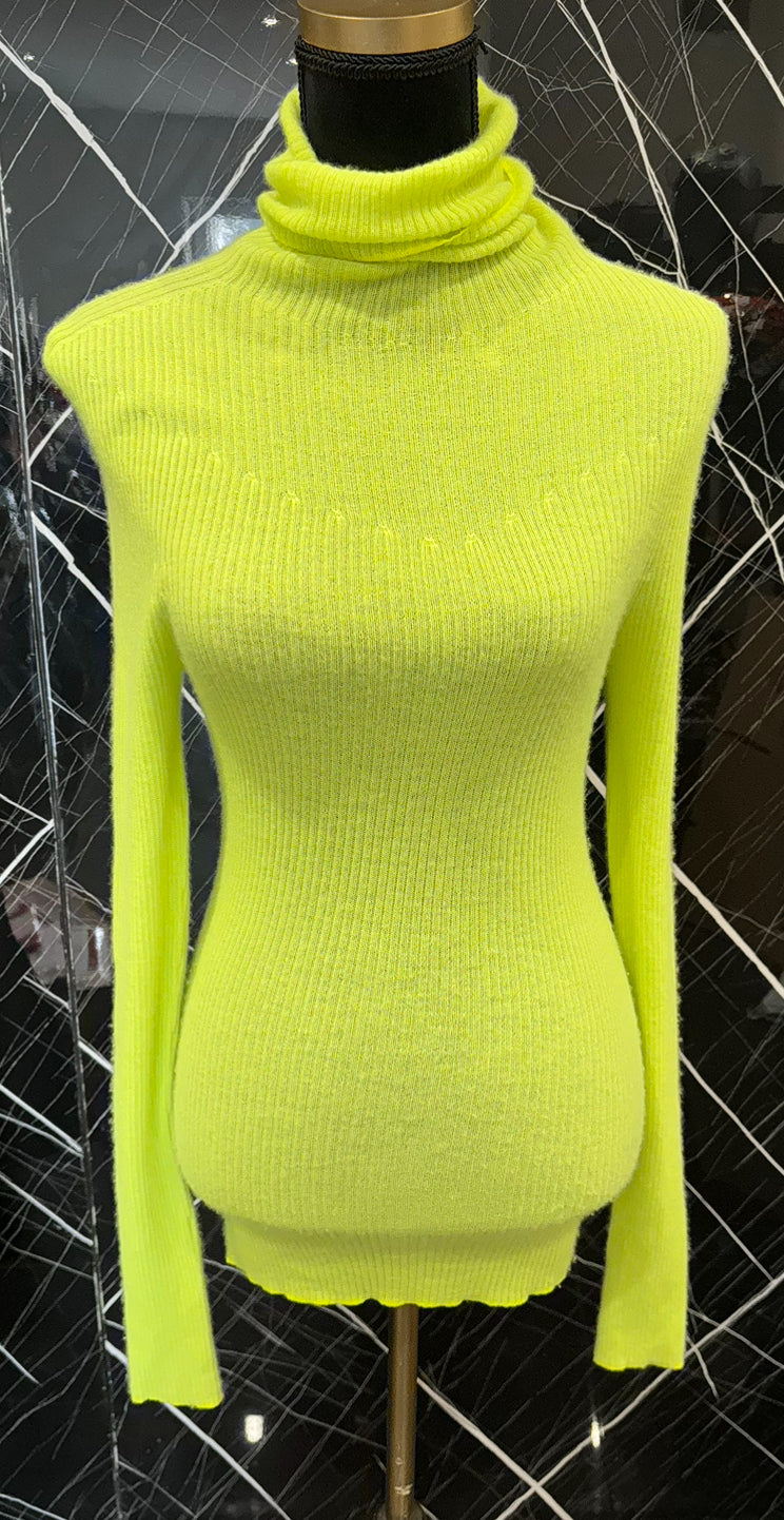Pull laine col roulé Balenciaga fluo