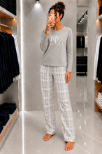 Charger l'image dans la galerie, 🌙 Pantalon de Pyjama Ralph Lauren – Gris &amp; Blanc – Taille L – Neuf sans étiquette 🌙