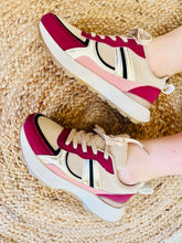 Charger l'image dans la galerie, Baskets beige et bordeaux à lacets